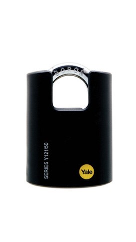 Yale Classic Series Outdoor Black Plastic Cover Brass Padlock (Boron Shackle) 40mm