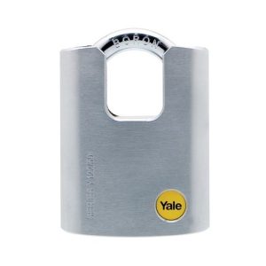 Y122/50/123 - Yale Silver Series Outdoor Brass/Satin Closed Shackle Padlock (Boron Shackle)